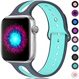 Haveda Sport Bands Compatible for Apple Watch 38mm/40mm, Breathable Silicone Bands for Apple Watch 4, iWatch Series 4/3/2/1, Women Men Kids 38mm/40mm M/L Grey/Teal
