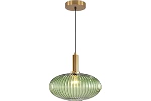 KCO Lighting Modern Gold Globe Pendant Light Large Green Glass Bathroom Pendant Light Fixture Adjustable Brass Round Pendant Lights Kitchen Island Pendant Lighting Farmhouse Ceiling Light