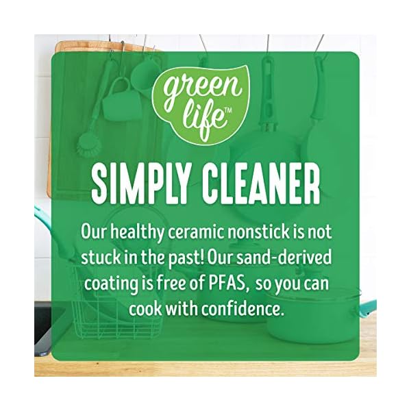 GreenLife Soft Grip Non-Stick 16 Piece Cookware Pots and Pans Set, PFAS Free, Diswasher Safe, Turquoise