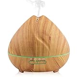 Aromatherapy Essential Oil Diffuser, 300ml Wood Grain Ultrasonic Cool Mist Whisper-Quiet Humidifier, Waterless Auto Shut-off with LED Lights and 4 Timer Settings for Yoga, Spa, Office, Home, Bedroom
