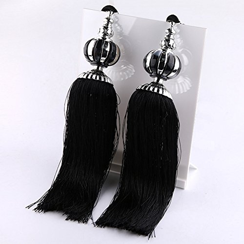 BERTERI 1 Pair Window Curtain Tassel Tiebacks, Elegant Black Curtains Hanging Ball Holdback Living Room Supplies Window Treatment Accessories