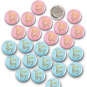 Gender Reveal Button Pins 50 Pcs, Team Boy Girl Button Pins Baby Shower Pink blue Button Pin for Baby Shower Party…