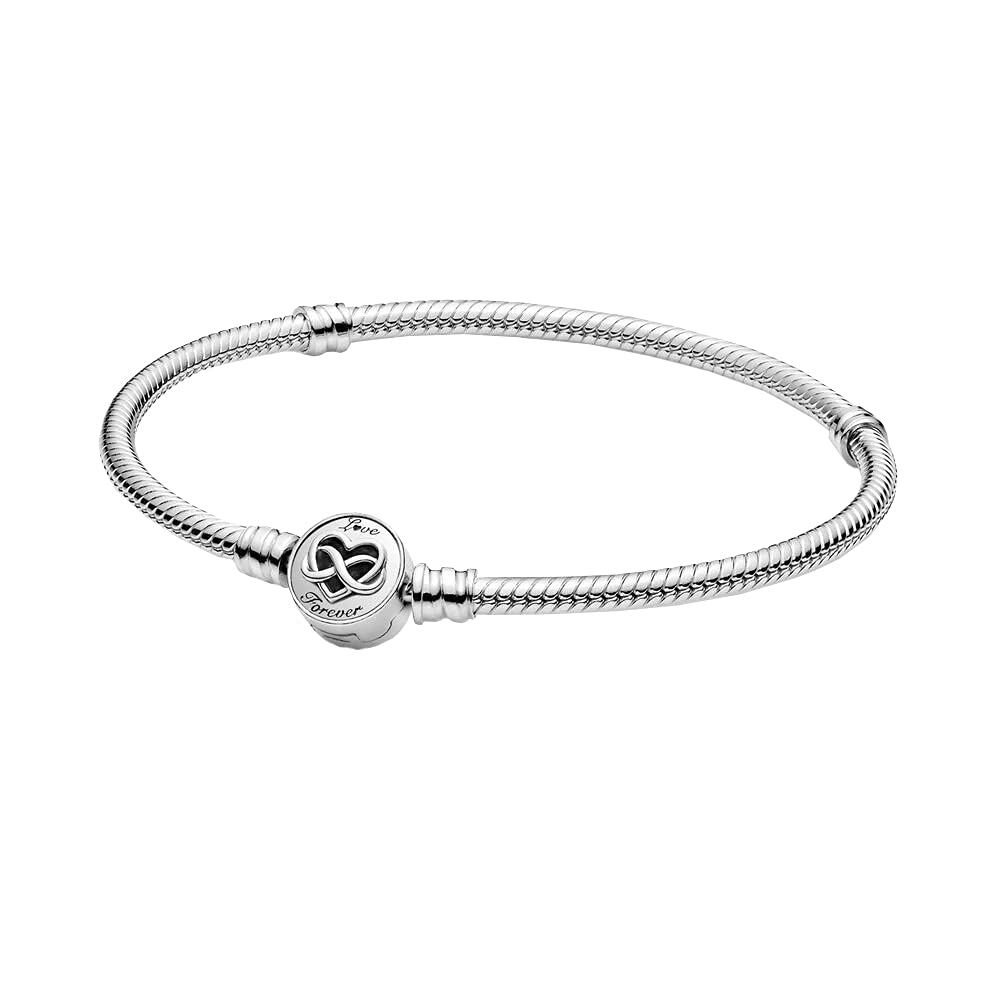 Pandora Passions Heart Infinity Clasp Snake chain sterling silver bracelet, 16