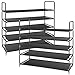 TomCare 2 Pack 5-Tier Shoe Rack Shoe Storage Organizer Shoe Tower Stackable Shelves Non-woven Fabrics Metal Shoe Cabinet Holds 20-25 Pair of Shoes for Doorway Bedroom Closet Entryway Black