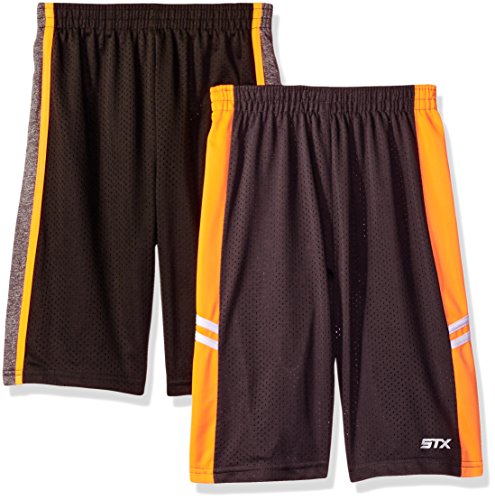 STX Big Boys Athletic Short and Packs, 2 Pack - Black/Orange - SI31, 8