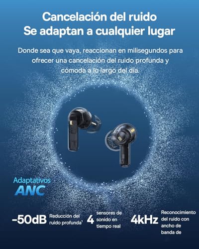 Baseus EP10 Pro Audífonos Inalámbricos Bluetooth con Cancelación de Ruido Adaptativa, EQ Adaptativo, LDAC Hi-Res, 6 Micrófonos IA, 55H Batería, IP55, Bluetooth 6.0 (Negro)