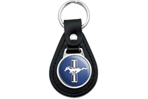 GRAPHICS & MORE Black Leather Ford Mustang Logo Keychain, Black, One Size