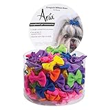 Aria Cotton Grosgrain Ribbon Dog Bows Canister, 70-Pack, Colors Vary