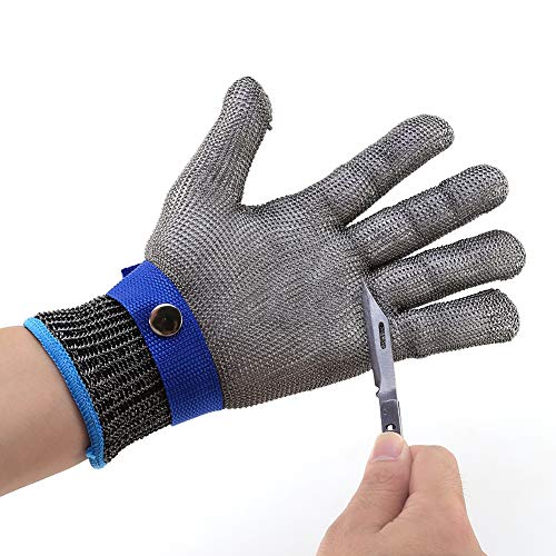 Cut Resistant Gloves, Proof Stab Resistant Stainless Steel Wire Metal Mesh Butcher Cotton Glove, High Performance Level 5 Protection, Food Grade