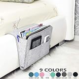 Bedside Caddy, Original Design | Large Size 9.4" x 13.4" inch (Gray) Laptop Holder | 100% HANDMADE | Dorm College Room, Bunk Bed, Hospital Bed, Kids | Night Hanging Storage Organizer | Remote Holder