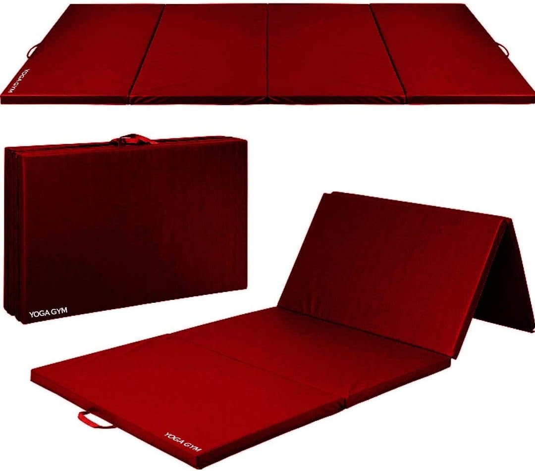 Colado Yoga Gym Mat Exercise Yoga Mat Gymnastics Training Tumbling High Destiny Foam Foldable 72 x 24x 22 mm Foldable Yoga Mat Traveling mat Yoga Mat for Men & Women 22 MM Thick Mat Red