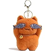 BONTOUJOUR Super Funny Cute Happy Taiyaki Kitty Keychain Catching Fish Cat Lucky Happy Cat Good Luck Bag Charm Pendant