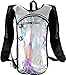 SOJOURNER Hydration Pack Backpack - 2L Water Bladder Included for Festivals, Raves, Hiking, Biking, Climbing, Running and More (Holographic Silver)