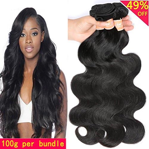 JQM 7A Brazilian Virgin Hair Body Wave 3 Bundles Deals Wavy Hair Weave 100% Unprocessed Remy Human Hair Extensions #1B Natural Black (10 10 10)