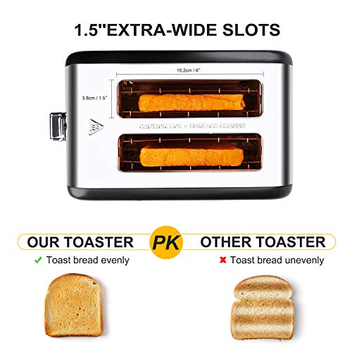 Vestaware Toaster 2 Slice, Stainless Steel 1.5'' Extra Wide Slot Toaster with Cancel, Bagel, Defrost Function, 6 Bread Shade Easy Clean Kitchen Toaster with Removable Crumb Tray
