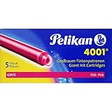 Pk/5 Pelikan 4001 Giant Fountain Pen Ink Cartridges #GTP/5, Pink