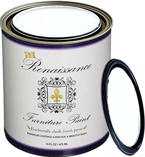 Renaissance Chalk Finish Paint - Snow 1 Pint (16oz) - Chalk Furniture & Cabinet Paint - Non Toxic, Eco-Friendly, Superior Coverage, Snow 01