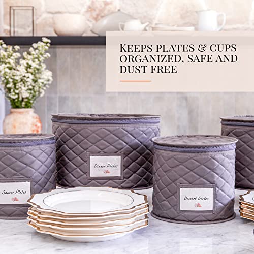 Fine China Storage Containers Padded 5Piece Dish and Cup Storage Set