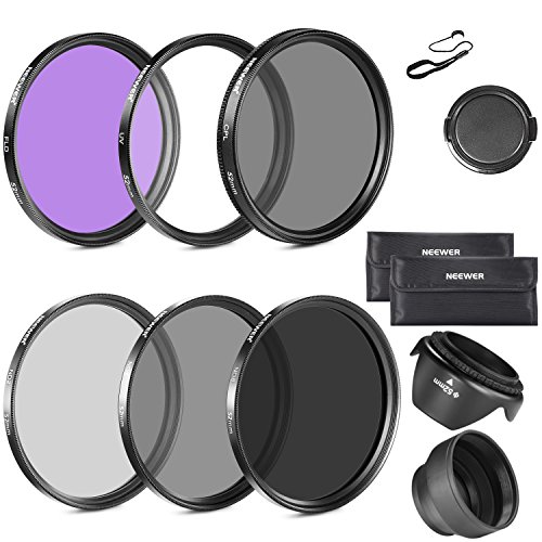 Neewer 52MM Lens Filter Kit:UV, CPL, FLD, ND2, ND4, ND8 and