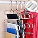 IDEALCRAFT Pants Hangers Scarf Hanger 5 Layers Space Saving Stainless Steel Clothes Organizer with 10 Clips, S Shape(4 Pack)