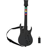 NBCP Guitar Hero Controller PC,Wireless PS3 Guitar Hero Guitar with Dongle for Clone Hero,Guitar Hero 3/4/5 Rock Band 1/2 Games Black