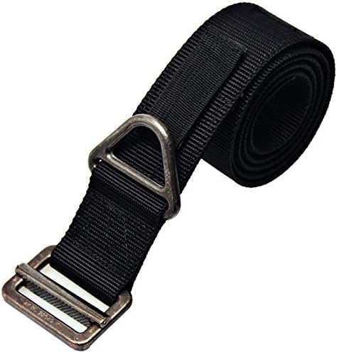 CQB Tactical Men's Nylon Webbing Military Style Tactical Duty Belt (Black, Medium)