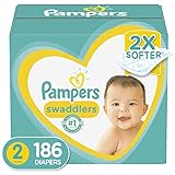 Diapers Size 2, 186 Count - Pampers Swaddlers Disposable Baby Diapers, One Month Supply