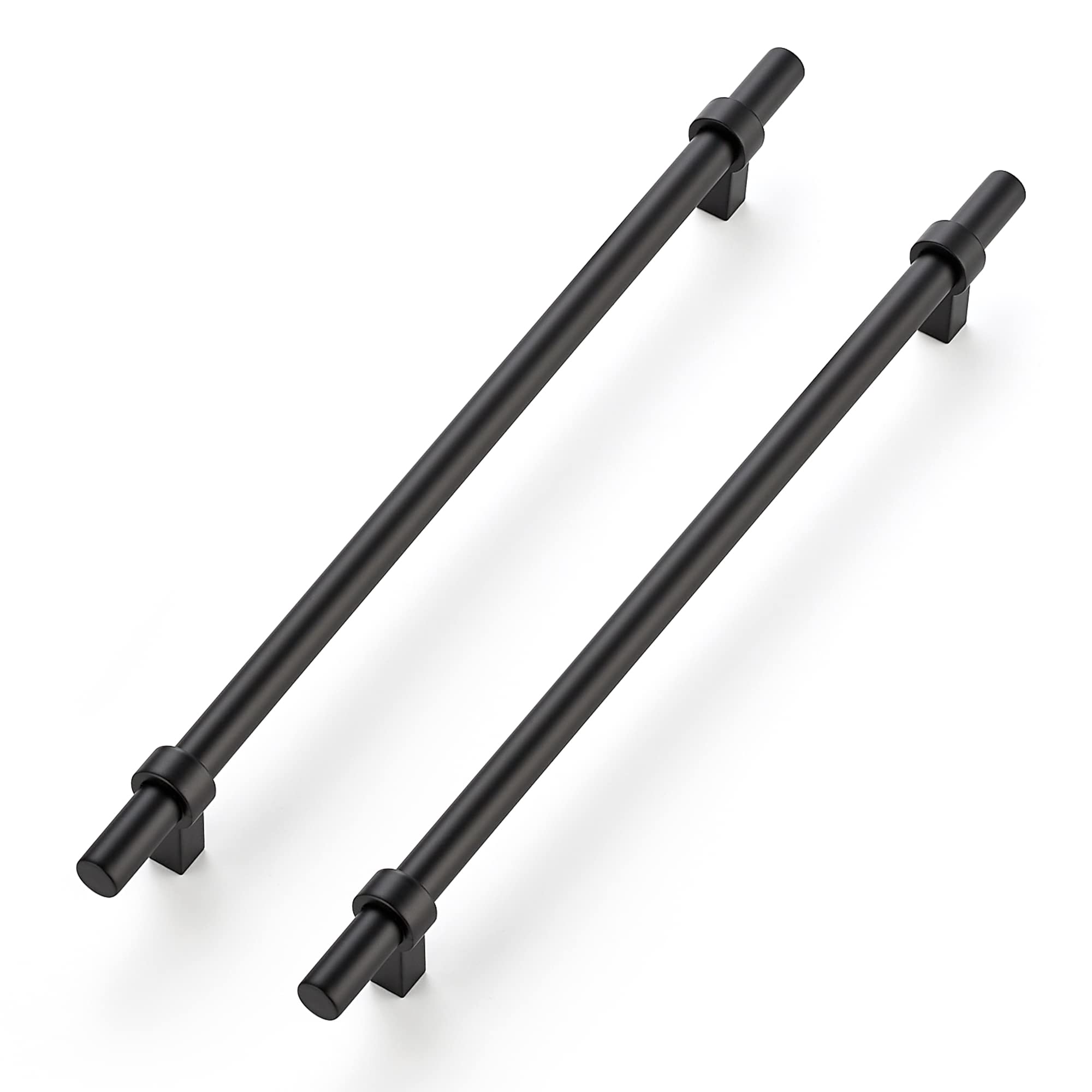 Photo 1 of Ravinte 5 Pack 12-5/8 Inch Cabinet Pulls Matte Black Kitchen Cabinet Hardware Cupboard Handles with Square Base 12-5/8" Length,10" Hole Center