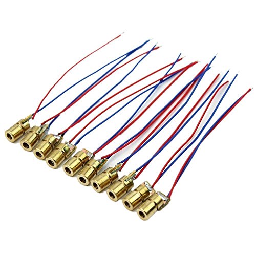 DTOL 10 x Mini Laser Dot Diode Module Head WL Red 650NM 6mm 5V 5Mw Pack of 10