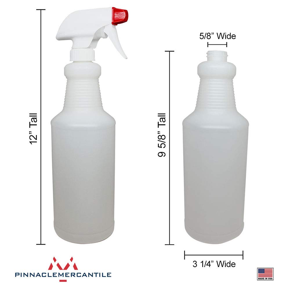 Pinnacle Mercantile Plastic Spray Bottles Leak Proof Technology Empty 32 oz Pack of 3 Made in USA: Industrial & Scientific