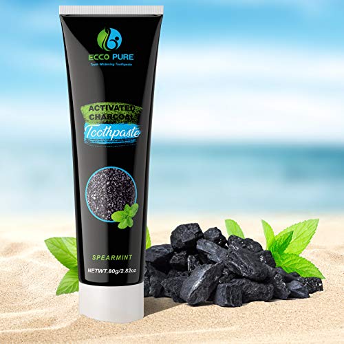 ECCO PURE Activated Charcoal Teeth Whitening Toothpaste | Eliminates Bad Breath | Easier Than Charcoal Powder, Strips, Kits, Gel