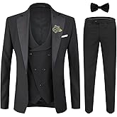 YFFUSHI Men's Slim Fit 3 Piece Suit One Button Blazer Vest Pants Wedding Prom Party Suits Set
