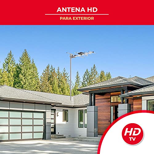 LINK BITS HD005 Antena Exterior aérea HDTV de Largo Alcance, Alcance Amplificado, 12 Elementos, Alta definición, (fácil de Instalar).
