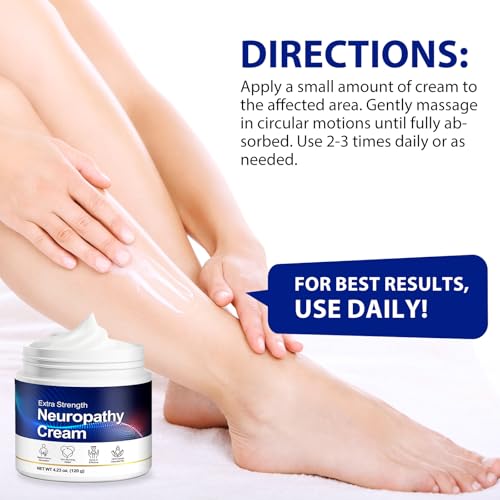 Extra Strength Neuropathy Relief Cream with Plant-Based Essential Oils - Soothes Nerve Discomfort, Muscle & Joint Pain, Deeply Hydrating with Aloe & Shea Butter, Non-Greasy & Non-Irritating, 120g