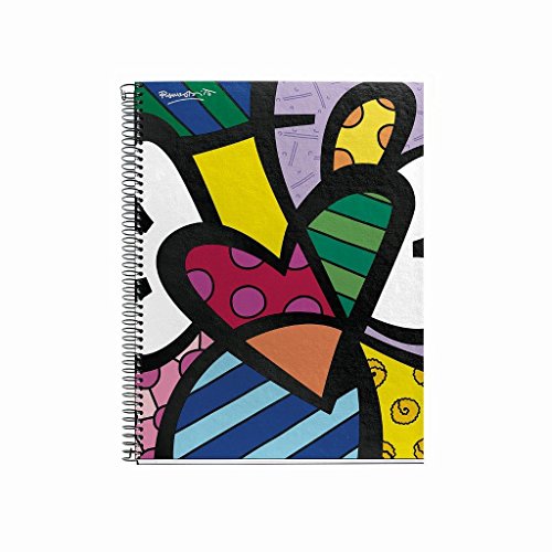 Britto for Miquelrius Cardboard Notebook, Heart (6 x 8, 4-Subject, College Ruled) 120 SHEETS