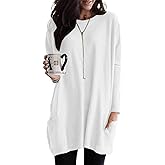 Naggoo Womens Long Sleeve Tunic Tops with Pockets for Leggings Casual Long T Shirts Floral Print Blouses