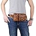 Teemzone Leather Hign Waist Bag Fanny Pack for Men and Women Phone Holder Fanny Sling Bag Brown Running Belt Hip Bum Pack Thigh Holster Cross Body