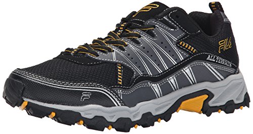 Fila Men's AT Tractile Running Shoe, Black/Castlerock/Gold Fusion, 12 M US