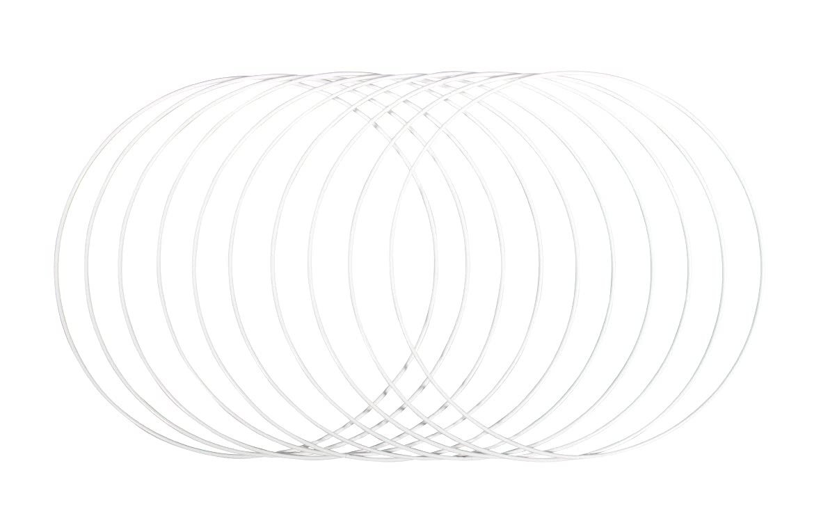 Rayher Set of 10 Coated Metal Rings for Wedding Crafts, Ten Hoops with a Diameter of 30cm for Dream Catcher and Macrame, white, 25218102
