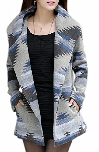 ARRIVE GUIDE Womens Vogue Pattern Lapel Slim Spliced Outwear Pea Coats as picture M