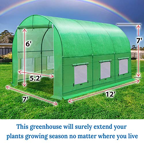 BenefitUSA Multiple Size Large Greenhouse Walk in Outdoor Plant Gardening Hot Greenhouse (12'x7'x7') - Thumbnail 7