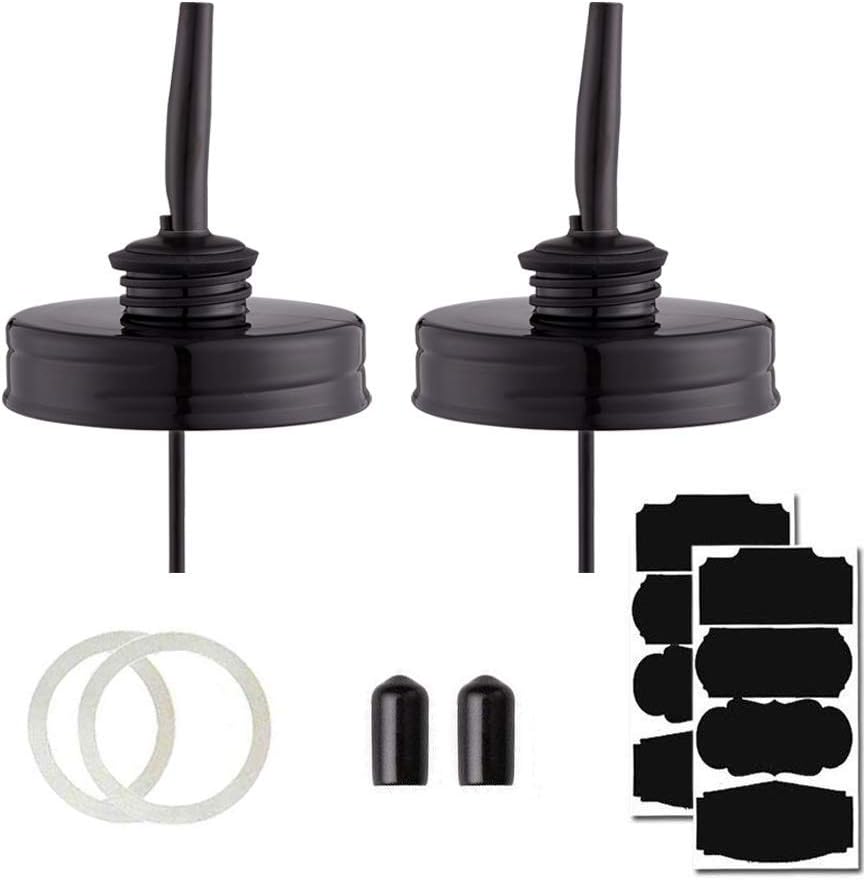 Elwiya Mason Jar Olive Oil Dispenser Lid with Caps - Rustic pourer sprouts and lids, Turning Your Regular Mouth Mason Jar into Oil and Vinger Cruet & Kitchen Decor