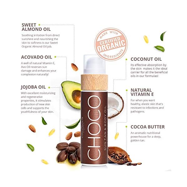 COCOSOLIS CHOCO tanning accelerator - organic oil with vitamin E & chocolate scent for a quick, intensive tan - tanning…