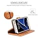 Galaxy S7 Case, SHIELDON Genuine Leather Wallet Case Premium Slim [Magnetic Flap] Flip Cover with Stand & Credit Card Slot for Samsung Galaxy S7 Devices (ONLY), Brown
