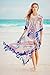 KingsCat Chiffon Long Kaftan Tassel Trim Swimsuit Cover-Up,Blue