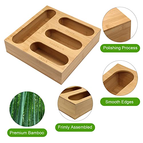 Food Bag Storage Organizer Bag Container Organizer Bamboo Dispenser
