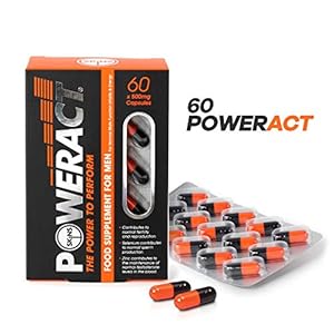 Skins POWERACT | All Natural Male Health & Energy Booster Supplement | for Better Performance, Vitality, Endurance & Stamina | Helps Improve Capacity & Overall Energy | Vegan – 60 Caps