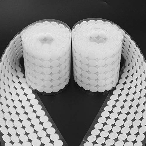 Whitelotous 1000 Pairs Sticky Back Coins Hook & Loop Double Sided Adhesive Disks Dot Fastener Tape White 15mm