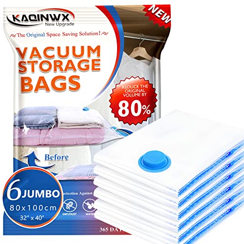 Jumbo Space Saver Vacuum Storage Bags (6 Pack), Ziplock Vacuum Sealer