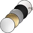 Fotodiox Pro 5-in-1 Reflector - 42in (100cm) Premium Grade Collapsible Disc (Silver/Gold/Black/White/Diffuser)